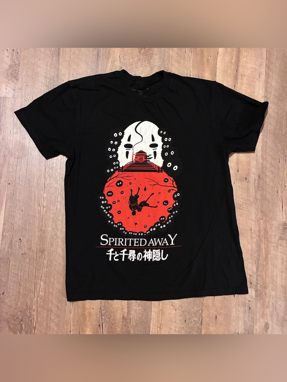 Spirited Away Graphic Tee - Black with Red & White Print